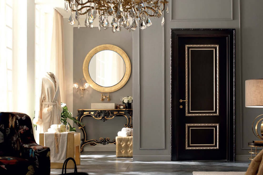 Темная дверь комнаты в стиле арт-деко